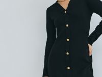 Вязаное облегающее платье, Черный