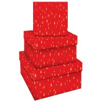 Набор квадратных коробок 3в1, MESHU "Christmas trees", (19,5*19,5*11-15,5*15,5*9см)