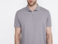 Поло из технологичной ткани с молнией, Серый