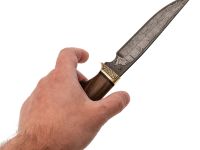 Походный нож Легионер, сталь дамаск, рукоять орех, художественное травление