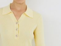 Вязаное платье с отложным воротником, Желтый