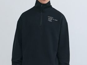 Толстовка с воротником-стойкой на молнии, Черный