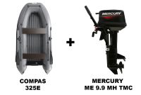 Лодка ПВХ COMPAS 325E + 2х-тактный лодочный мотор MERCURY ME 9.9 MH TMC (247CC)