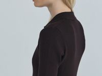 Платье в рубчик с воротником поло, Коричневый