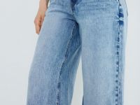 Широкие джинсы с высокой посадкой из лиоцелла, Голубой