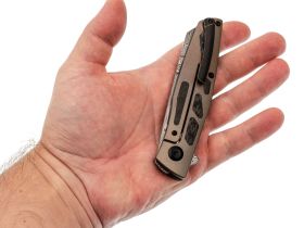 Складной нож Kansept Cru сталь Damascus, рукоять Bronze Titanium/Twill Carbon Fiber