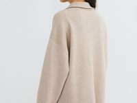 Джемпер с воротником-стойкой на молнии, Бежевый