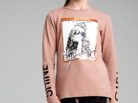 Фуфайка трикотажная для девочек (футболка с длинными рукавами)