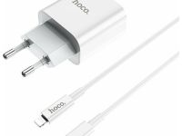 Сетевое зарядное устройство Hoco (C76A) Charger Set Type-C/PD20W + кабель Lightning (белый)