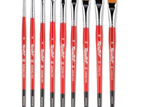 Кисть синтетика имитация колонка №12 плоская Roubloff "1S24" ручка фигурная