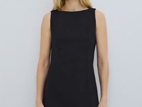 Платье мини без рукавов, Черный
