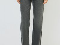 Прямые джинсы с высокой посадкой, Серый