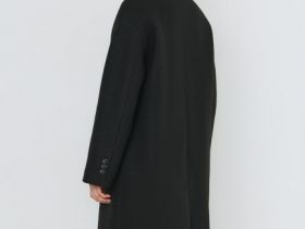 Длинное двубортное пальто, Черный