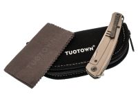 Складной нож TUOTOWN Saira Stonewash, сталь T14N, рукоять Grey Ti
