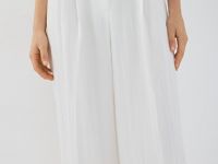 Широкие брюки со складками, Белый