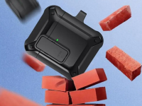 Чехол WiWU Mecha для AirPods 2 противоударный с карабином (черный)