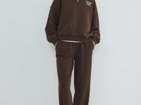 Толстовка с воротником-стойкой на молнии, Коричневый