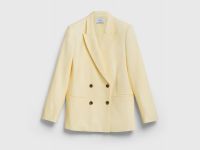 Двубортный жакет со льном, Желтый