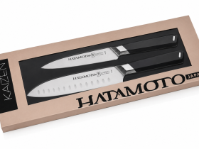 Набор из 2-х кухонных ножей Hatamoto 130/203 мм, сталь AUS-8, рукоять ABS-пластик, черный
