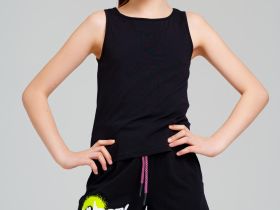 Комплект трикотажный для девочек: майка, шорты, фуфайка (футболка)