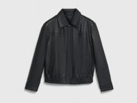 Бомбер из натуральной кожи, Черный