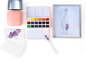 Набор акварели HIMI 18 цветов, подарочный, розовый