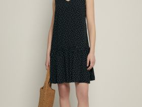 Сарафан силуэта трапеция с принтом в горошек
