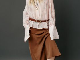 Блузка из тенселя с завязками, Розовый