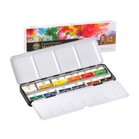 Набор акварели Mungyo "Gallery" 12 цв кюветы в металлической коробке