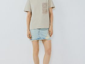 Футболка с вышивкой, Бежевый