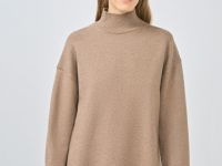 Джемпер с воротником-стойкой, Коричневый