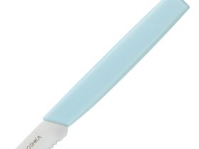 Нож кухонный cтоловый серрейтор Okroshka Salad 11 см, сталь 5cr15mov, рукоять пластик, голубой