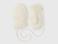 Варежки из искусственного меха для девочек, Белый