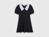 Платье с контрастным воротником для девочек, Черный