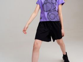 Комплект трикотажный для девочек: фуфайка (футболка), шорты