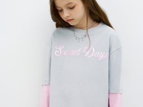 Лонгслив с принтом для девочек, Серый