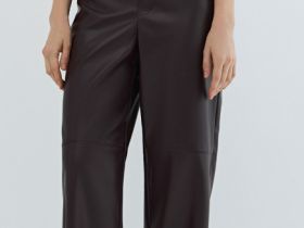 Прямые брюки из искусственной кожи, Фиолетовый