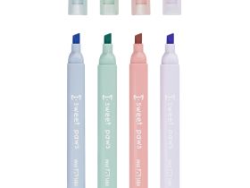Набор текстовыделителей MESHU "Paw pastel", 4 цв., пастельные цвета, 1-4 мм, блистер с европодвесом