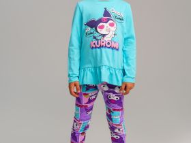 Комплект трикотажный для девочек: фуфайка (футболка), брюки (легинсы)