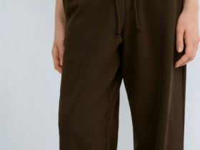 Широкие трикотажные брюки для девочек, Коричневый