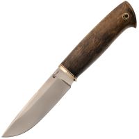 Туристический нож Соболь, сталь M390, рукоять карельская береза, мельхиор
