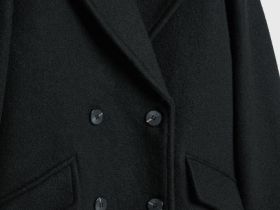 Длинное двубортное пальто, Черный