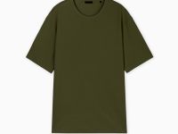 Хаки базовая футболка прямого кроя из фактурного трикотажа Глория Джинс