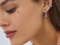 Набор серёжек с каффами, Серебряный