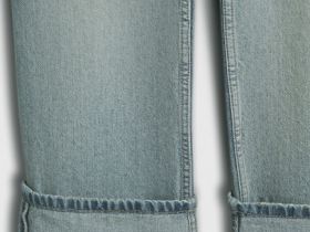 Прямые джинсы средней посадки с отворотами, Голубой