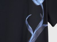 Футболка с цветочным принтом, Черный