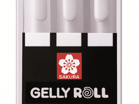 Набор ручек гелевый Sakura "Gelly Roll" 3 шт. 0,3 мм, 0,4 мм, 0,5 мм, цвет белый