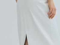 Прямая юбка миди из искусственной кожи, Белый