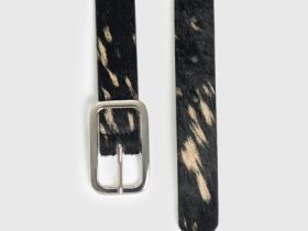 Ремень из натуральной кожи с ворсом, Черный