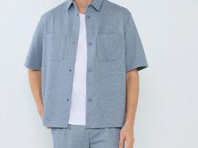 Шорты из двухцветного пике, Голубой